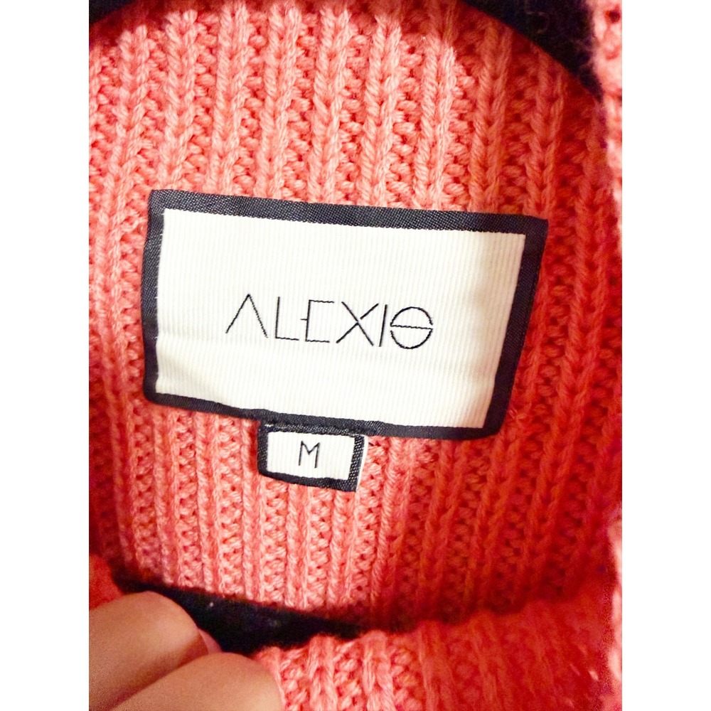 Alexis Womens Oggi Chunky Ribbed Knit Turtleneck Sweater Pullover Pink Medium - Picture 5 of 6